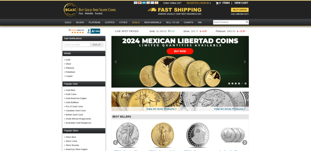 BGASC online gold dealer home page